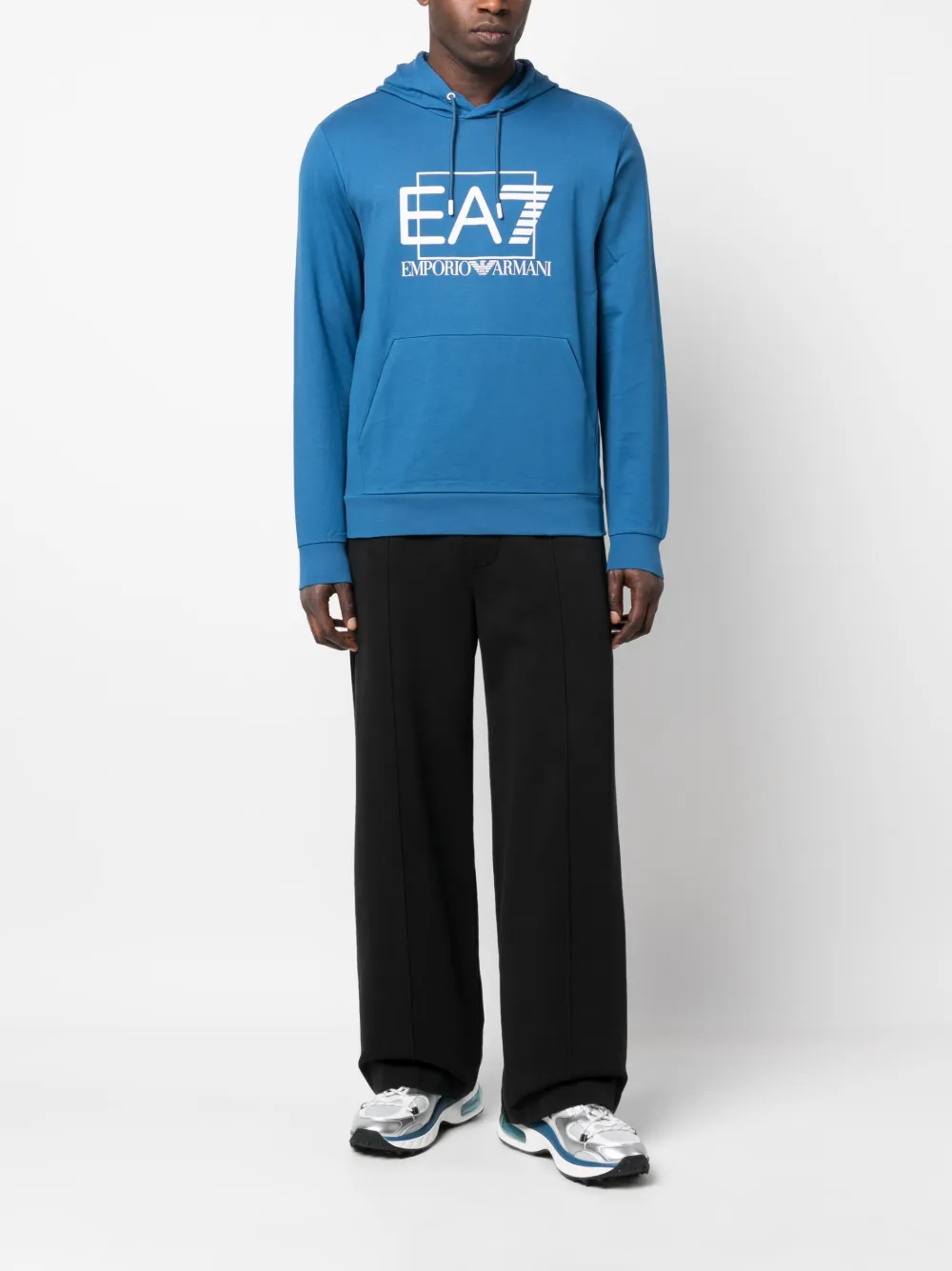 Ea7 Emporio Armani Hoodie met logoprint - Blauw
