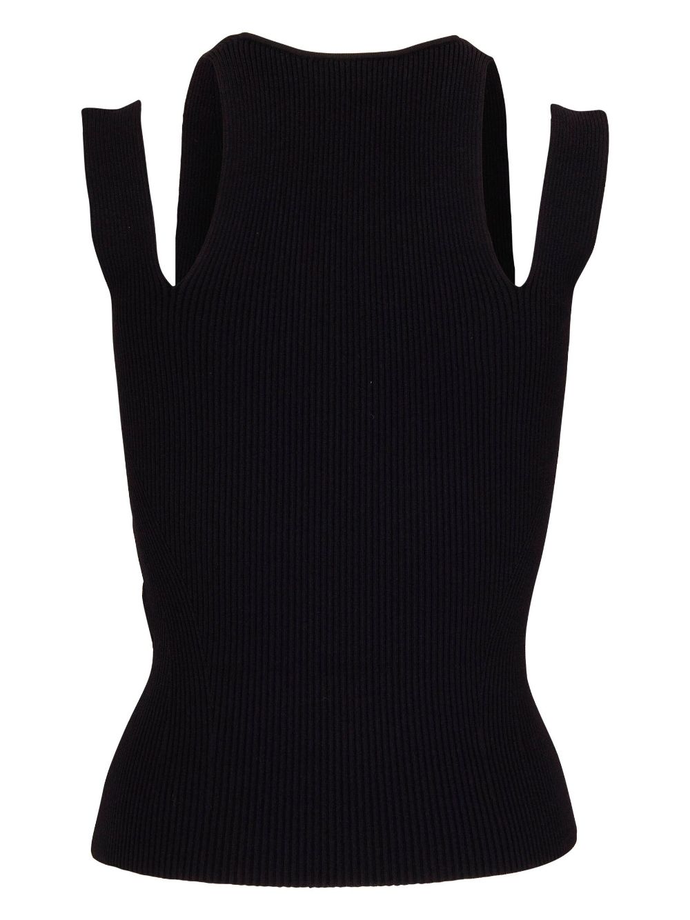 Shop Alexander Mcqueen Cut-out Detail Ribbed-knit Top In Schwarz