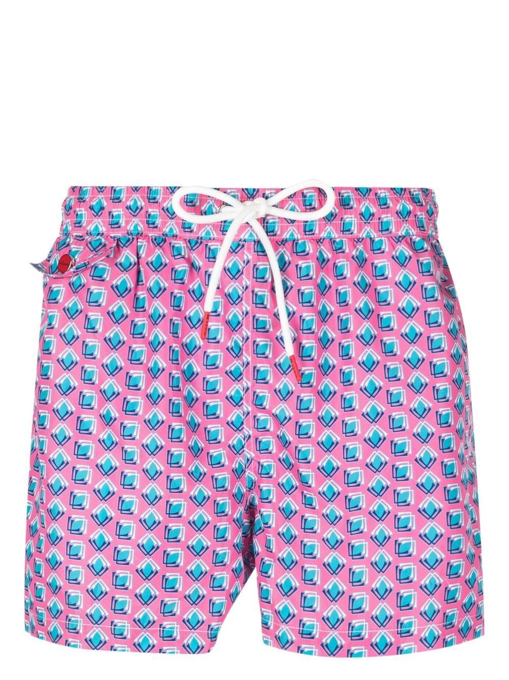 Kiton shape-print Drawstring Swim Shorts - Farfetch