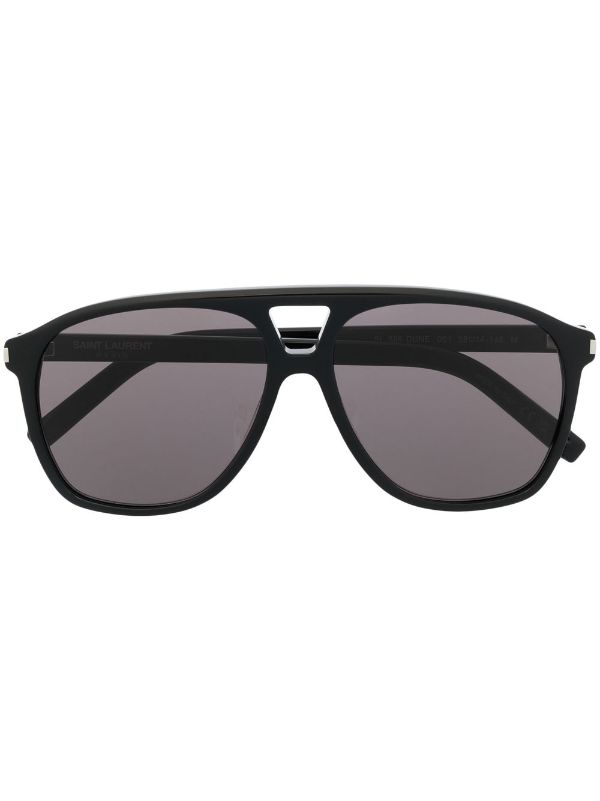 Saint Laurent Eyewear Double-Bridge pilot-frame Sunglasses - Black