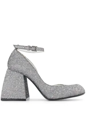 Square toe outlet block heel pumps