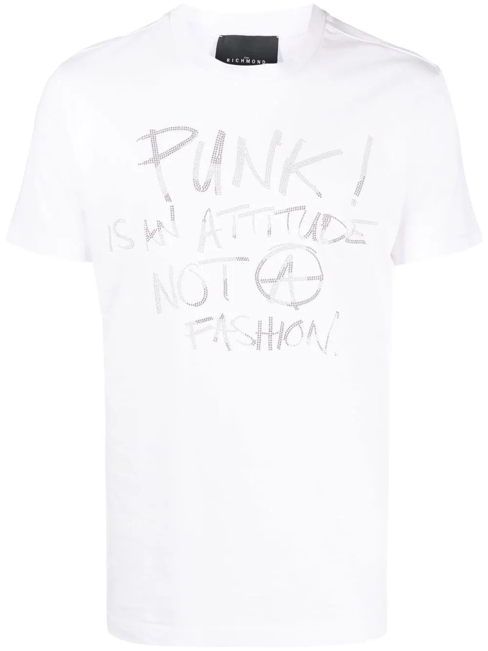 

John Richmond micro-stud slogan T-Shirt - White