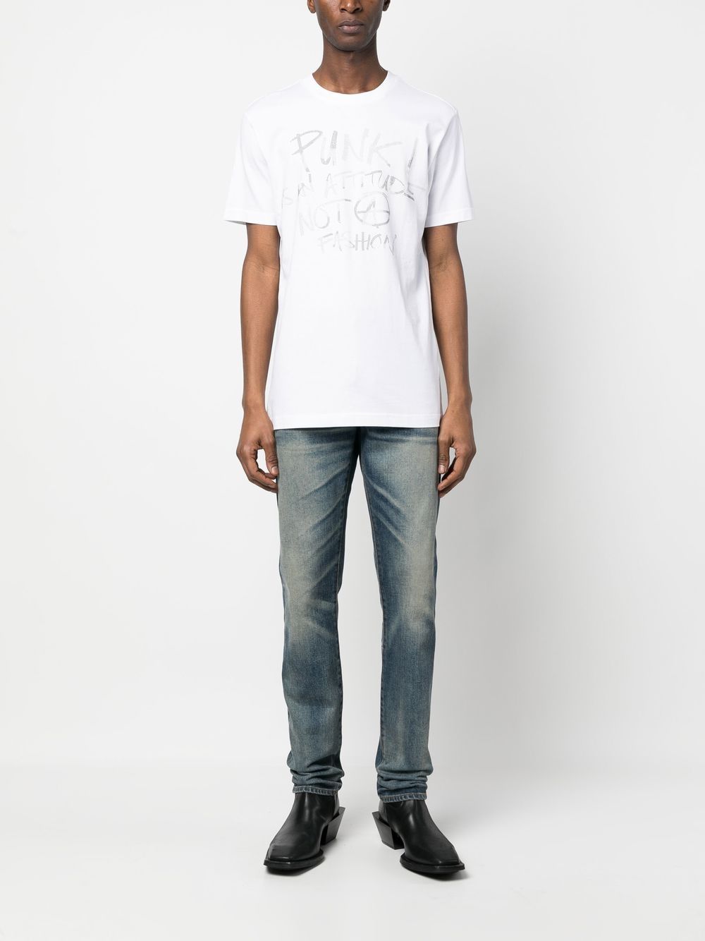 John Richmond T-shirt met tekst - Wit