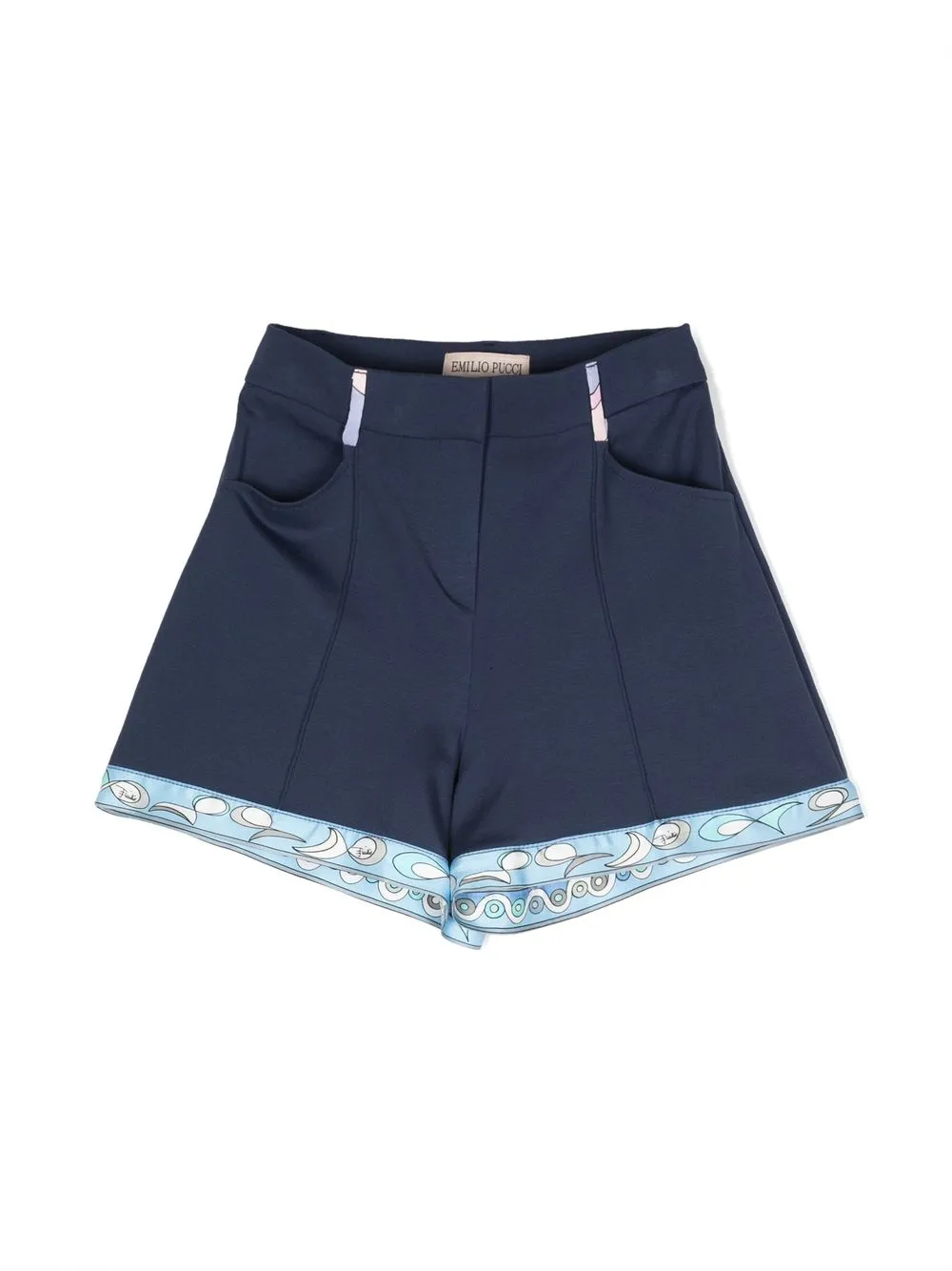 

PUCCI Junior graphic print-edge tailored shorts - Blue