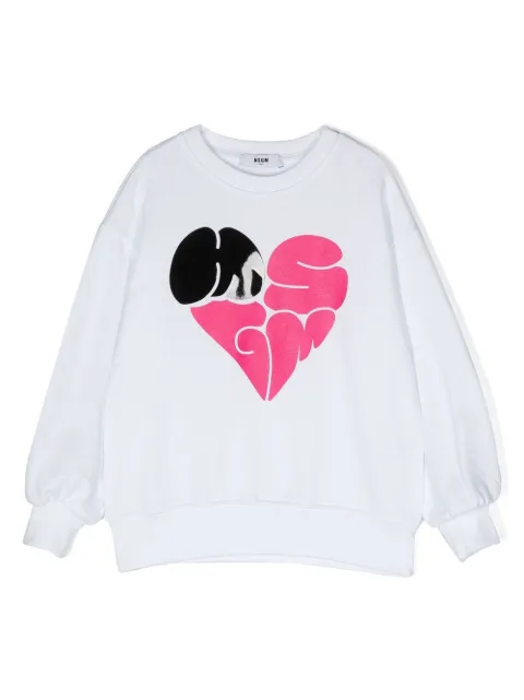 MSGM Kids heart logo-print sweatshirt