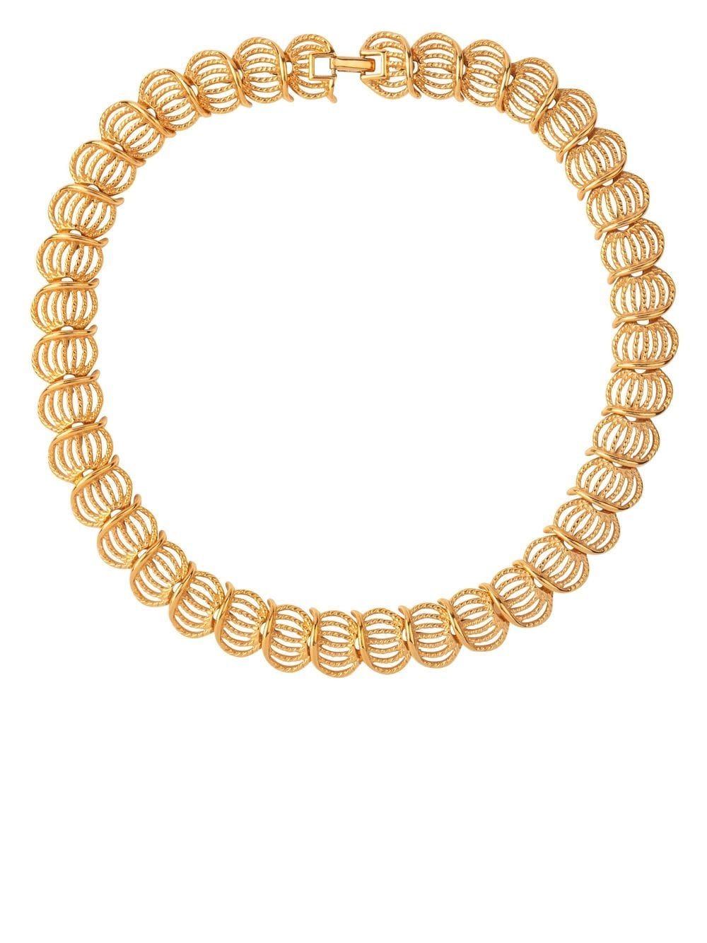Pre-owned Susan Caplan Vintage 1980s Napier Filigree Links Necklace In Gold