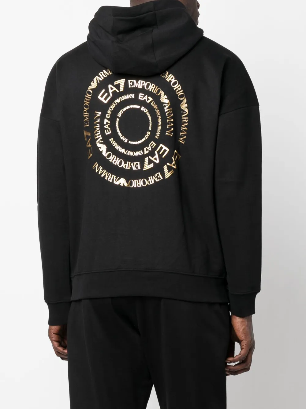 EA7 LOGO-PRINT ZIP-UP HOODIE