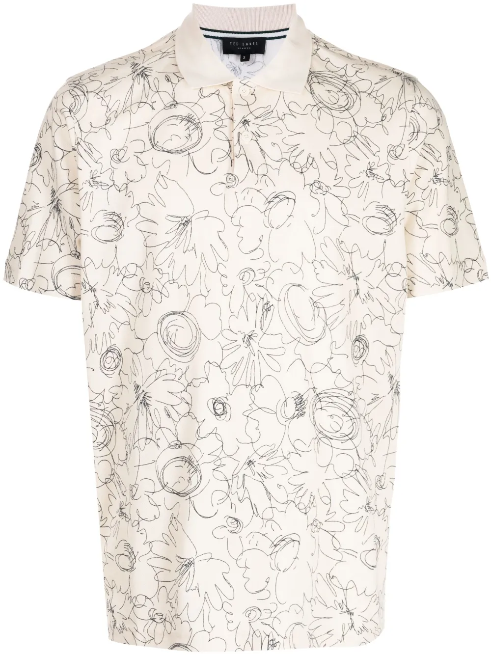 TED BAKER HOLLER GRAPHIC-PRINT COTTON POLO SHIRT