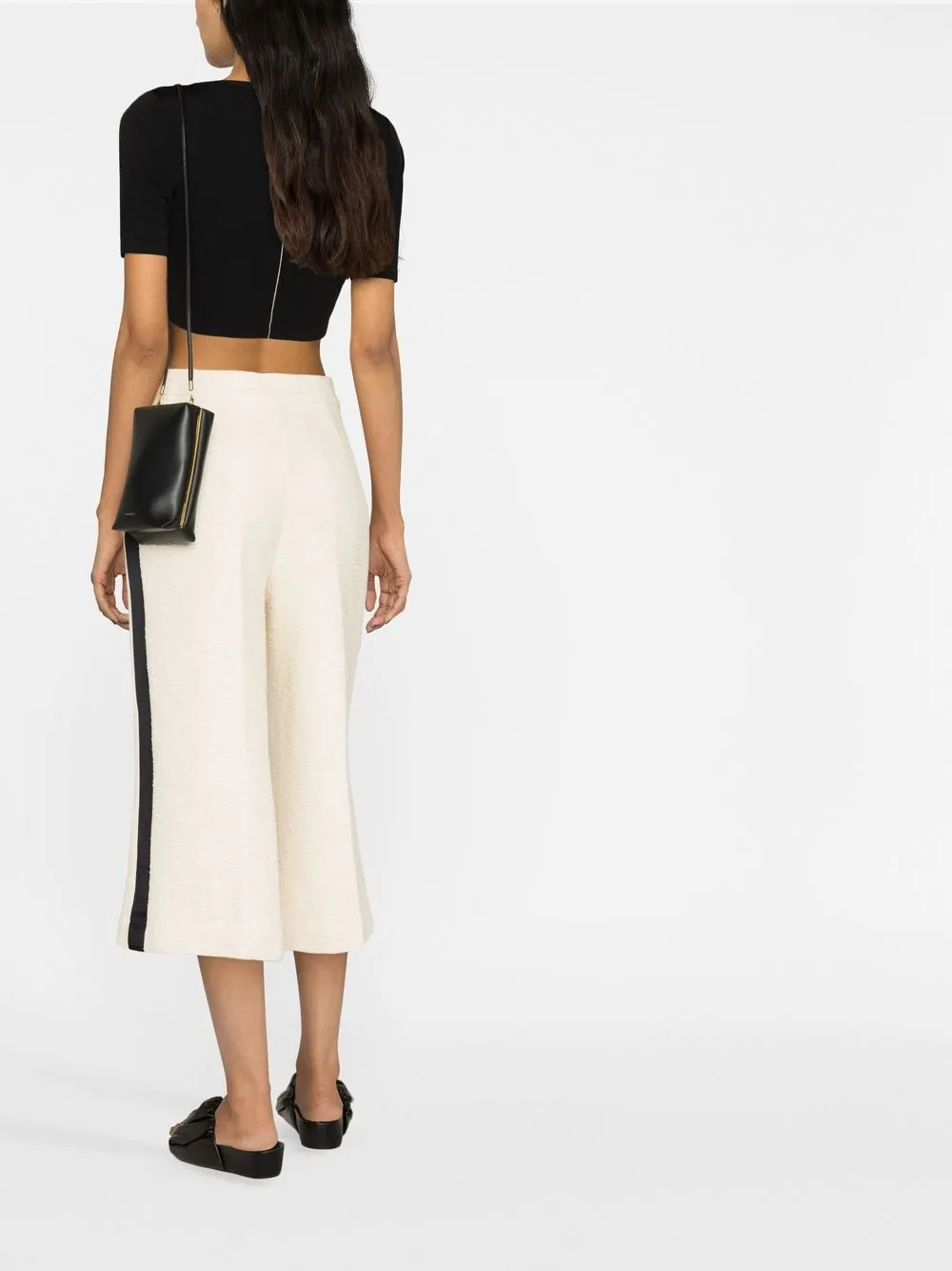 Shop Semicouture High-waisted Cropped Trousers In Neutrals