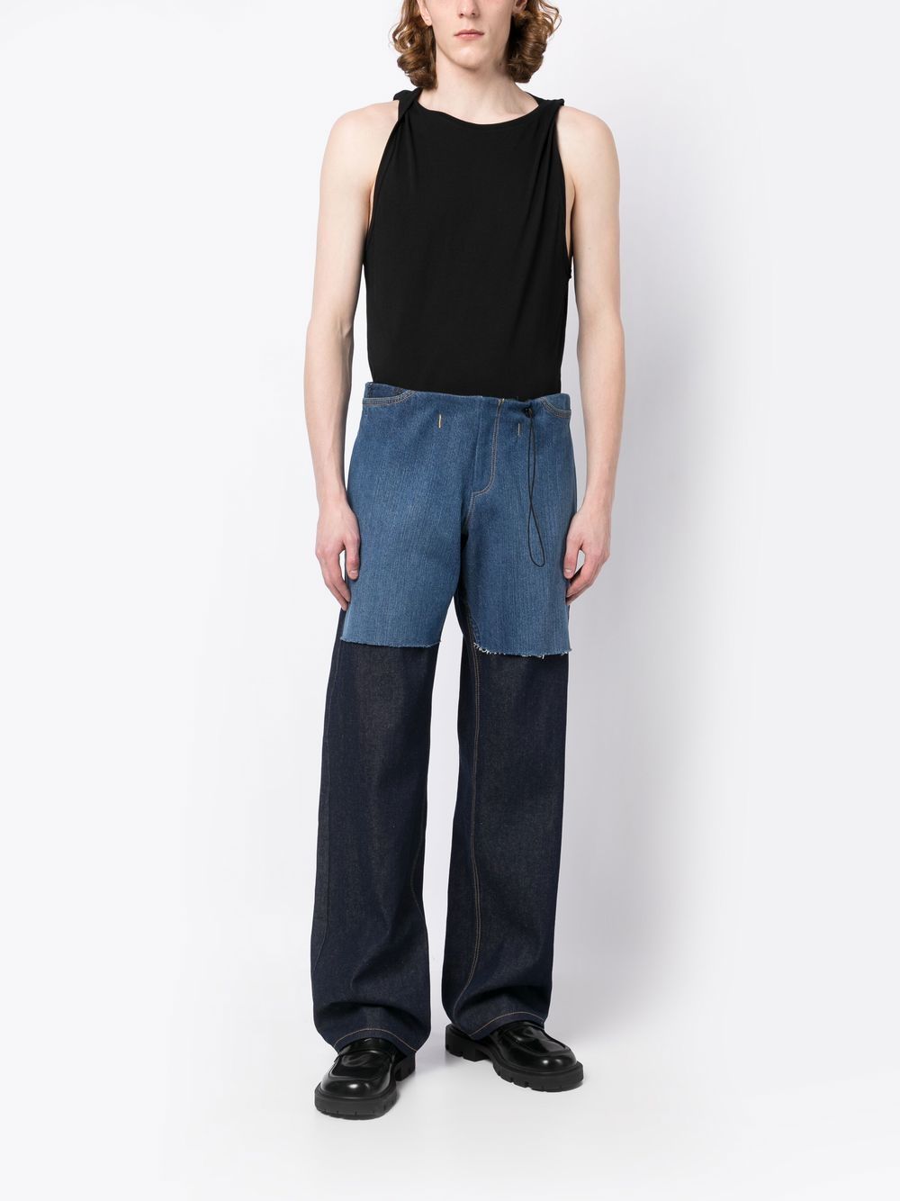Shop Per Götesson Repurposed Drawstring Jeans In 蓝色
