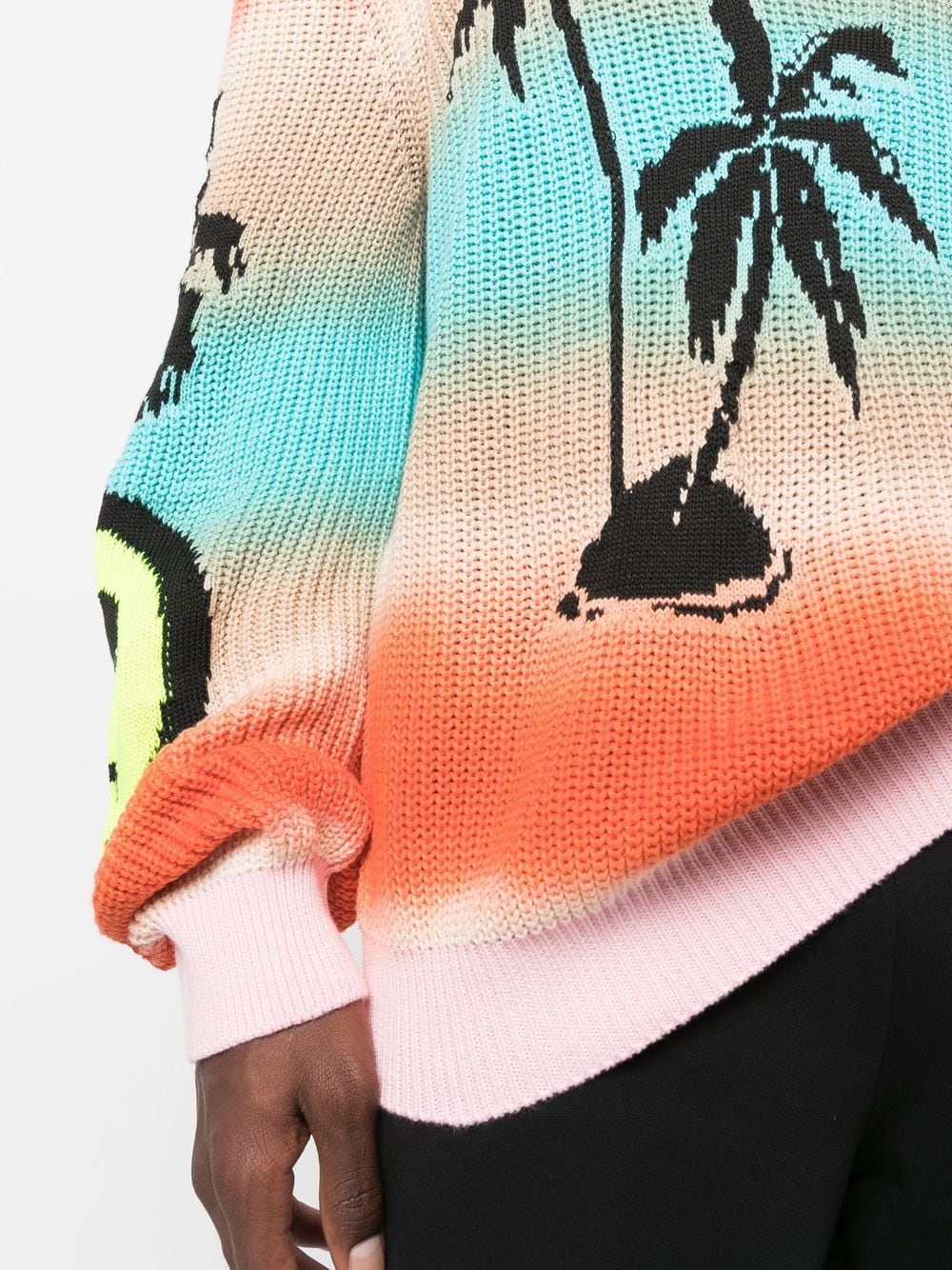 Shop Barrow Palm-tree Print Knit Jumper In Orange