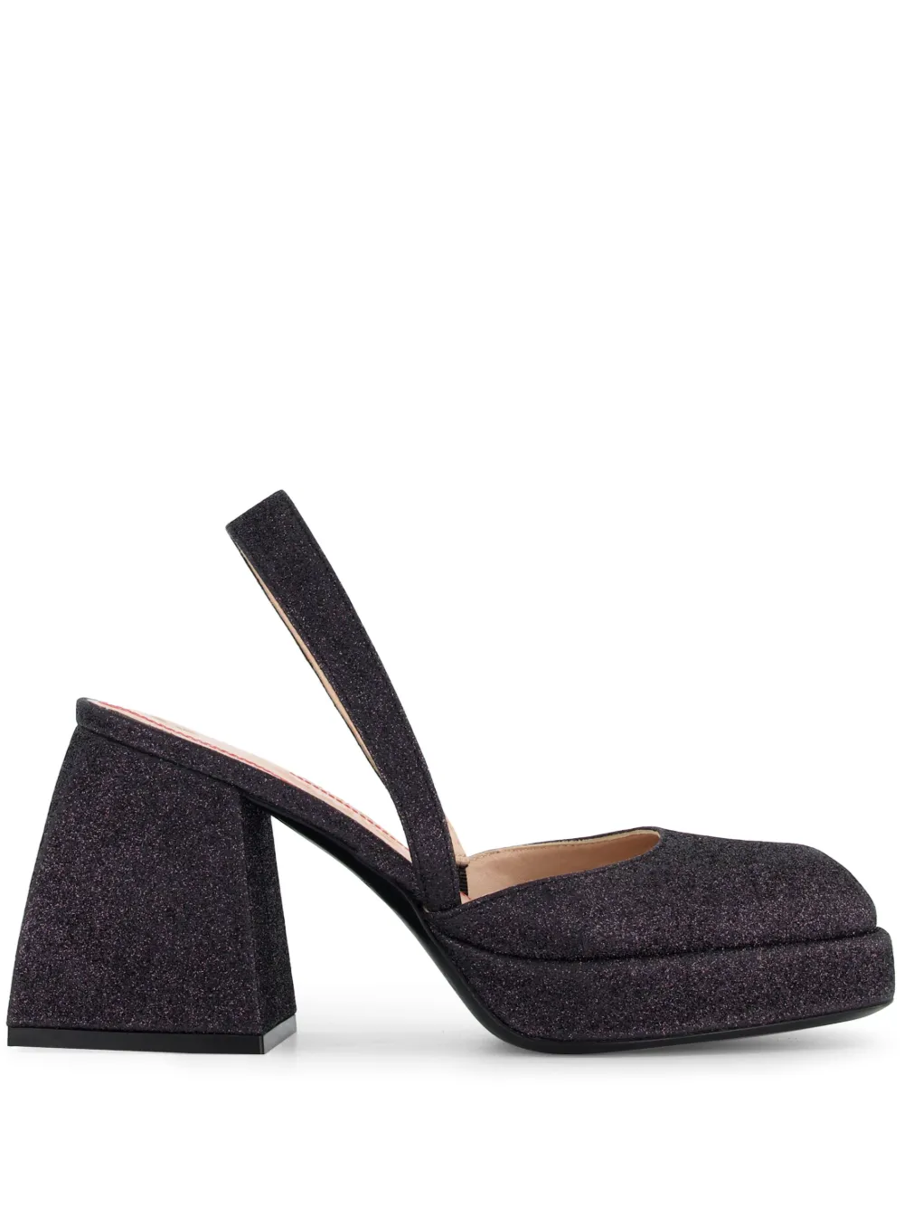 Nodaleto Bulla Jones Glossed-leather Slingback Platform Pumps In Black