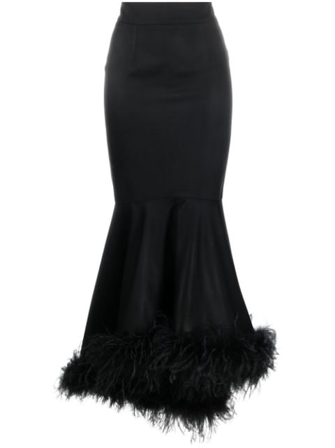 STYLAND feather-trimmed maxi skirt