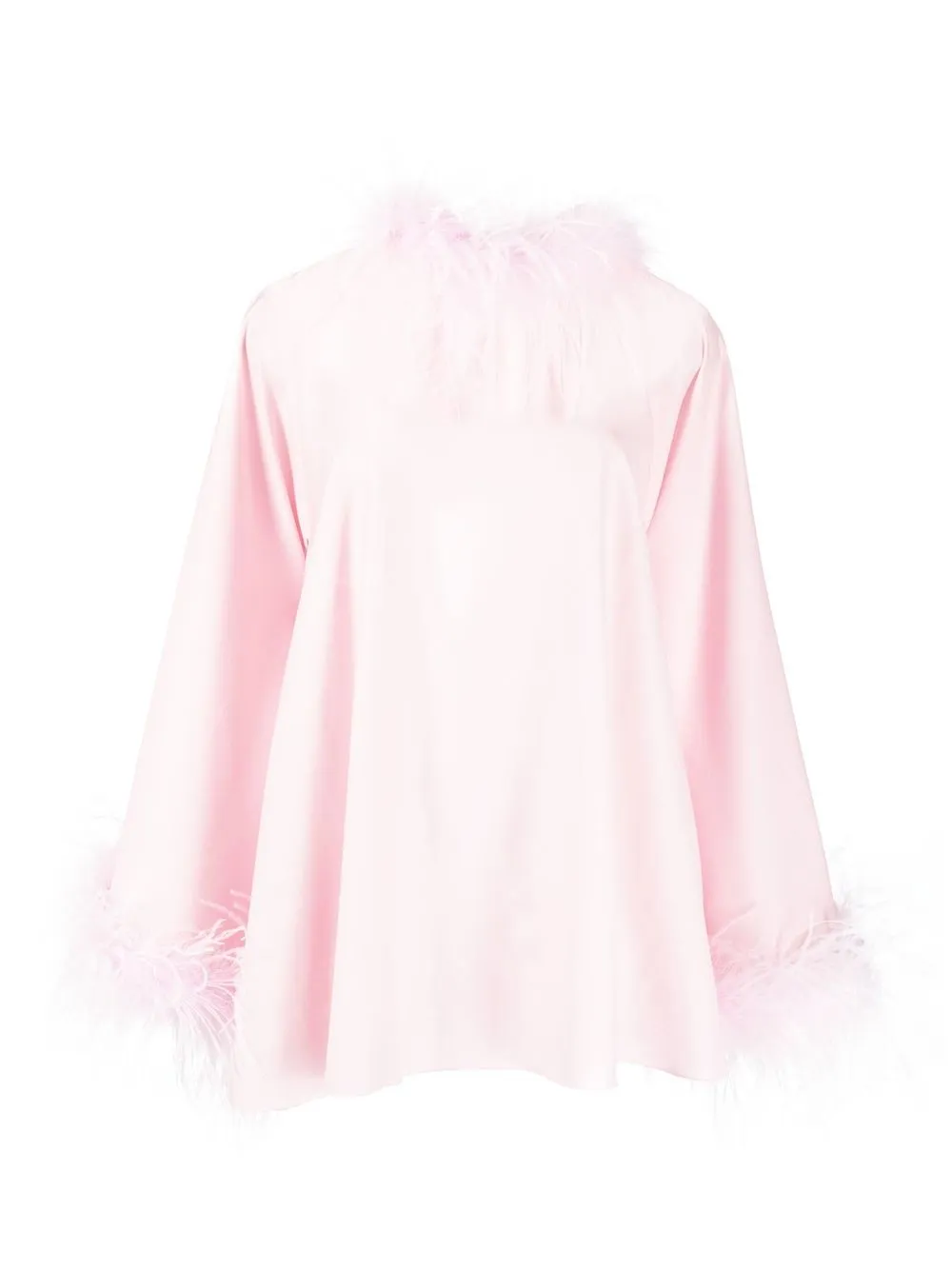 

STYLAND feather-trimmed long-sleeved minidress - Pink