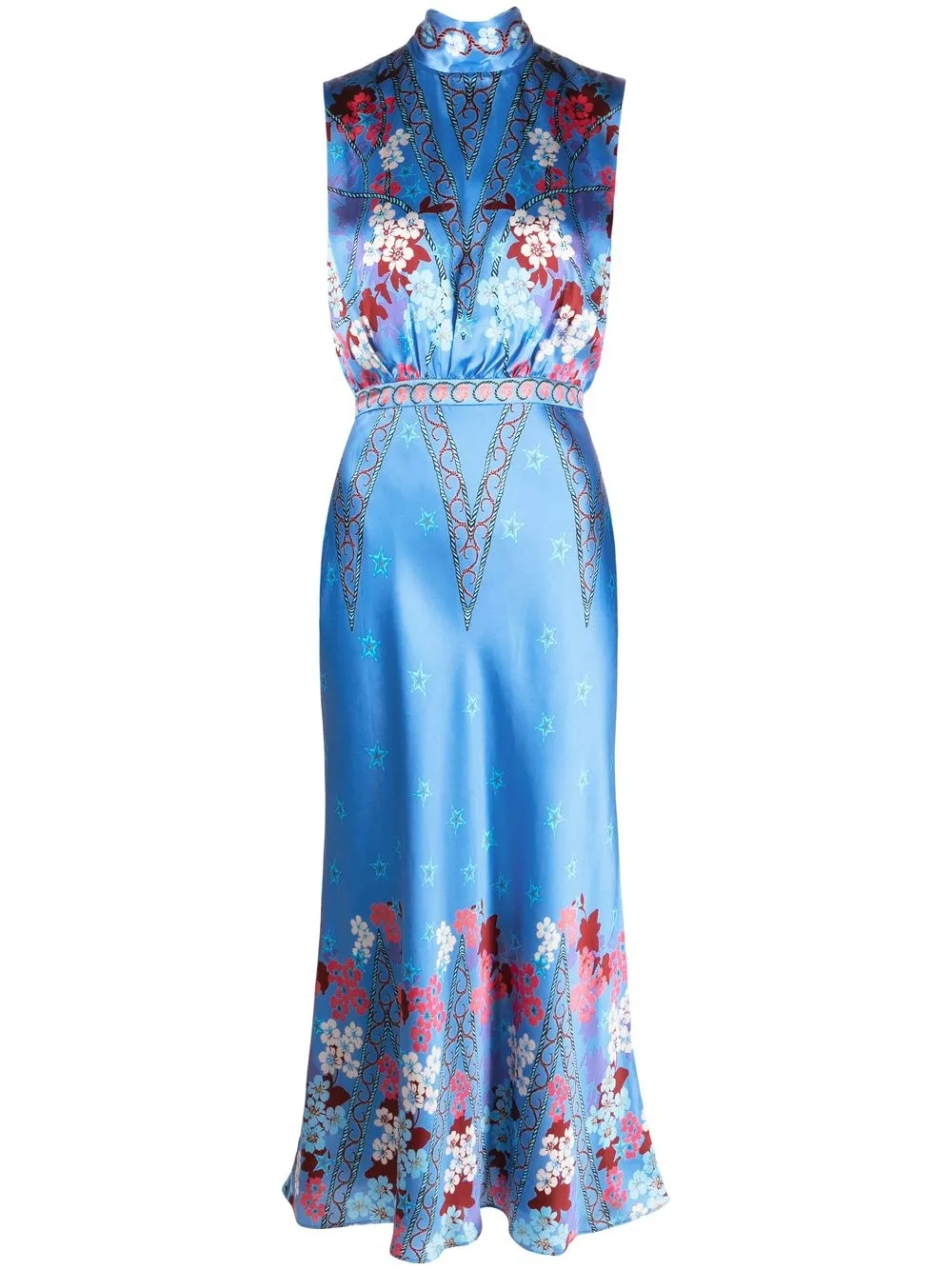 

Saloni vestido midi de seda con estampado floral - Azul