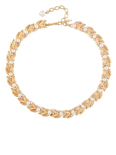 Susan Caplan Vintage 1960s Trifari leaf motifs design necklace