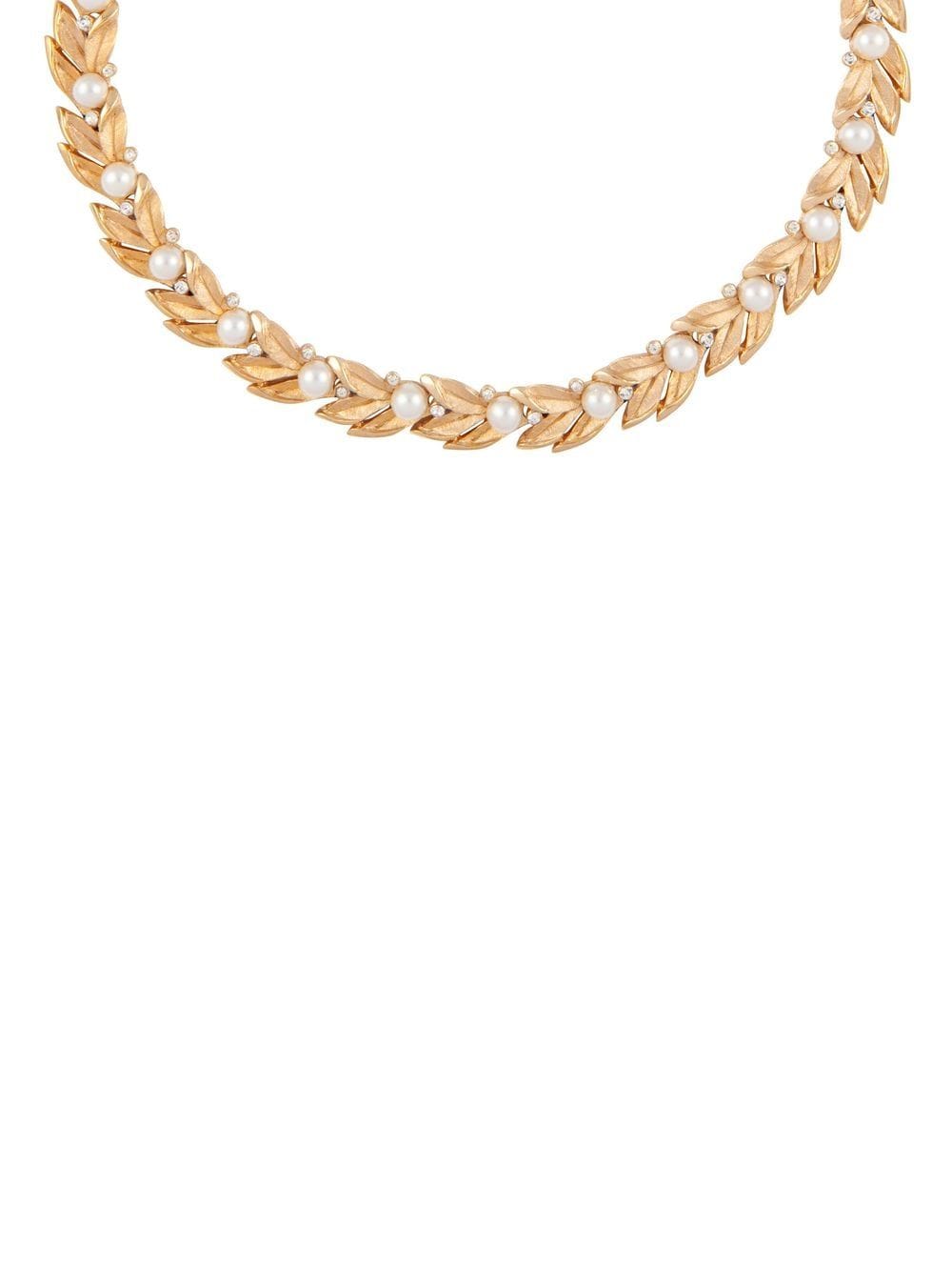 Pre-owned Susan Caplan Vintage 1960s Trifari Leaf Motifs Design Necklace In Gold