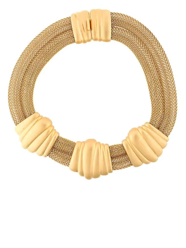 Monet Pre-owned 1980s Double Mash Chain Necklace in Gold