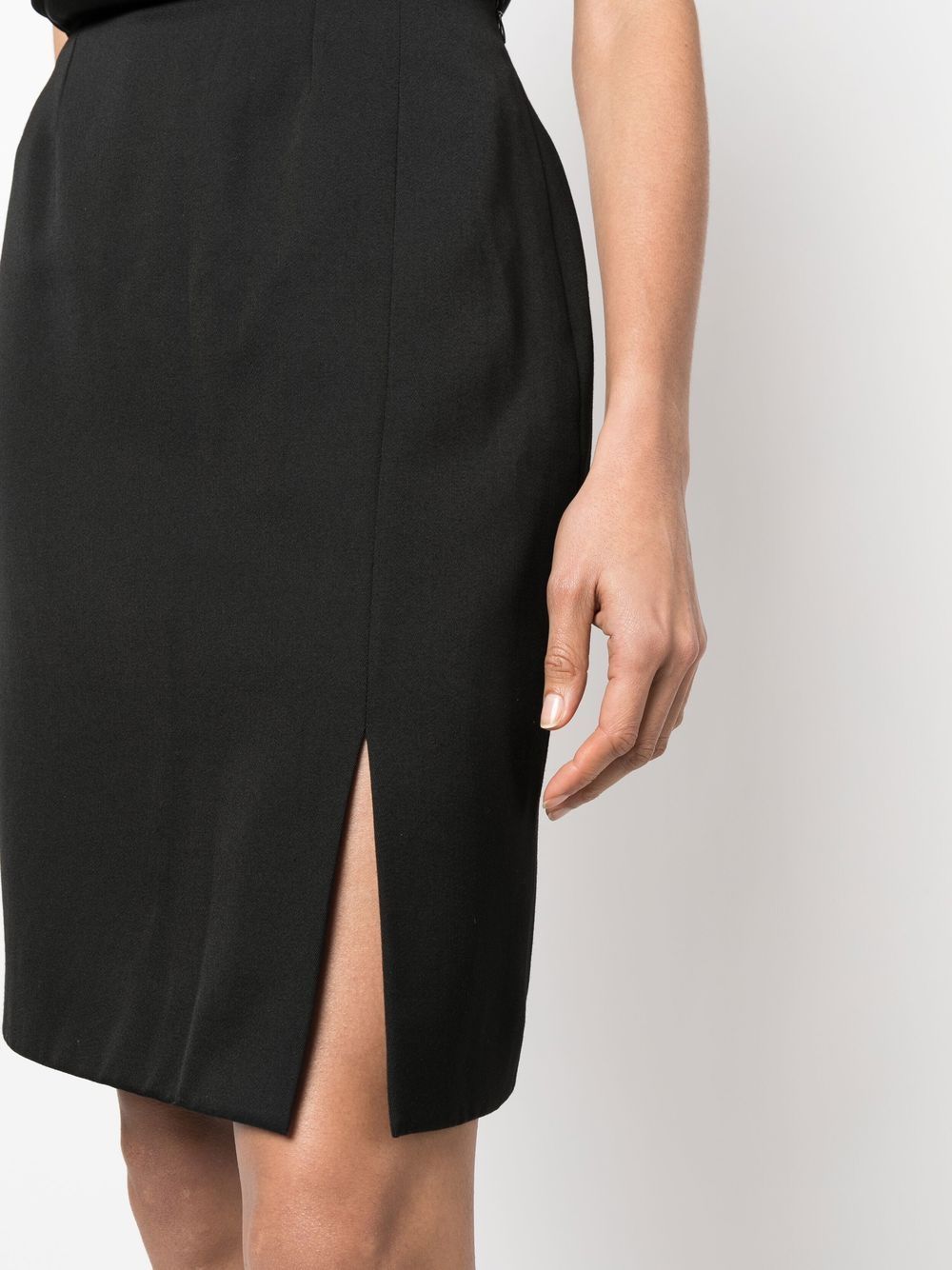 Pre-owned Saint Laurent Front-slit High-waisted Miniskirt In Black