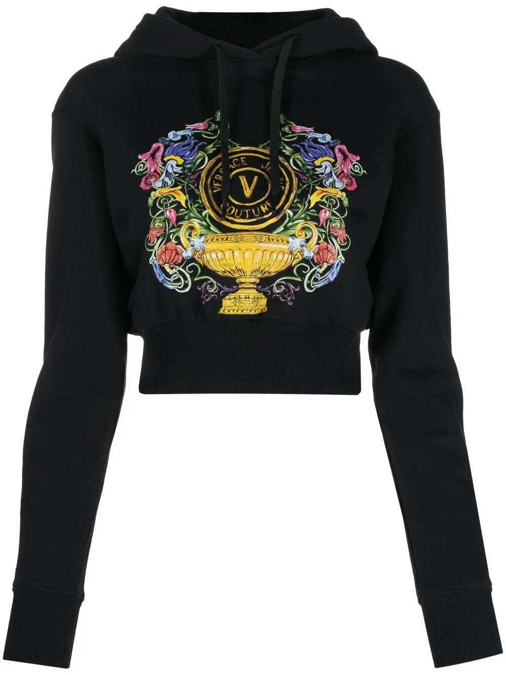 

Versace Jeans Couture hoodie corta con logo estampado - Negro