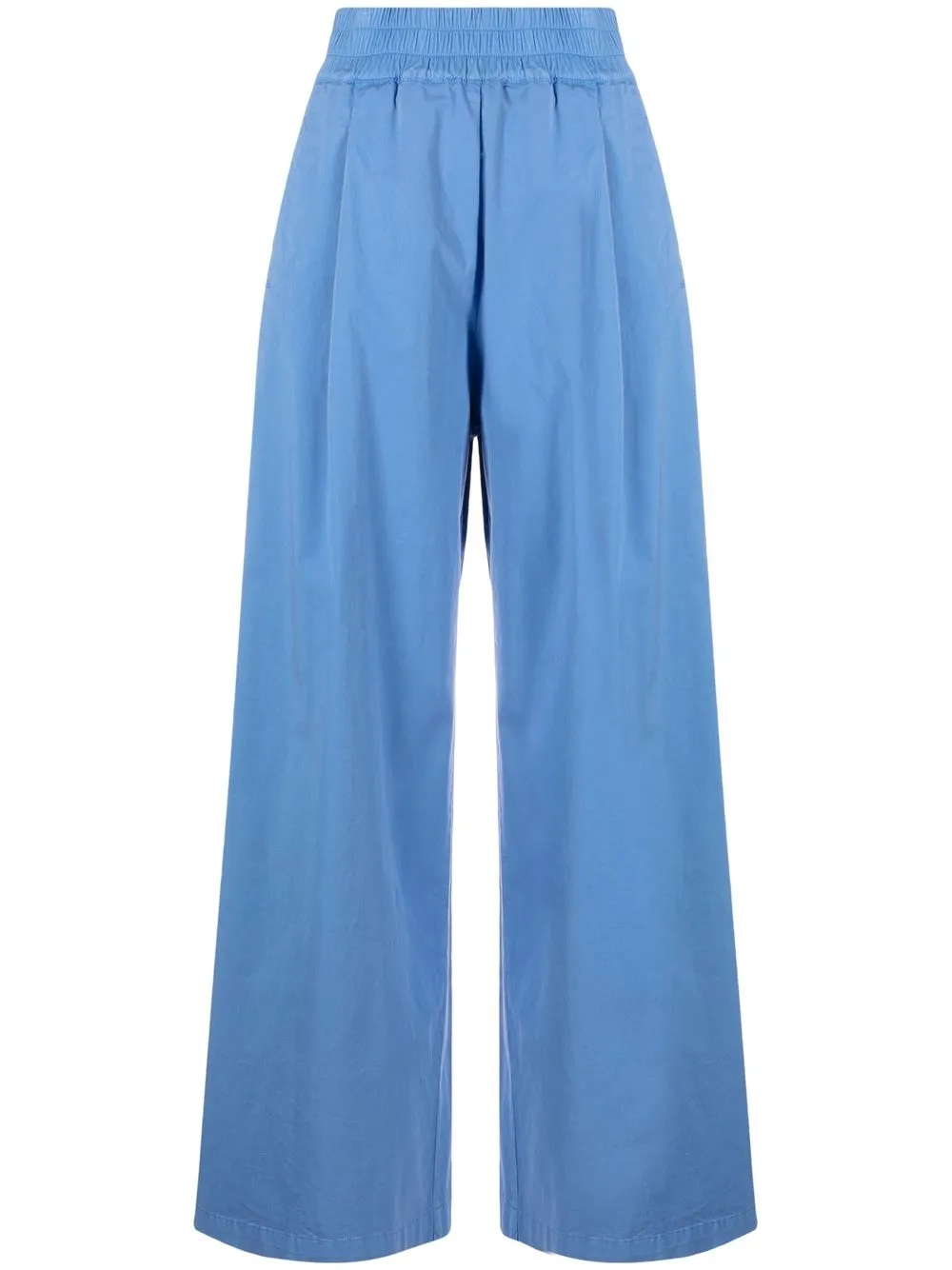 

Semicouture pressed-crease cotton palazzo pants - Blue