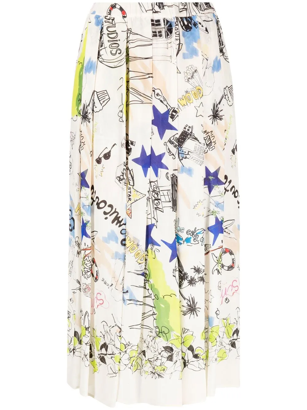 

Semicouture mix-print pleated skirt - Neutrals