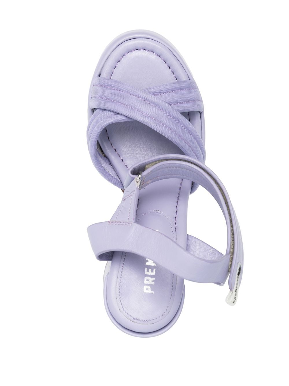 Shop Premiata Crossed Strap Leather Platform Sandals In Purple