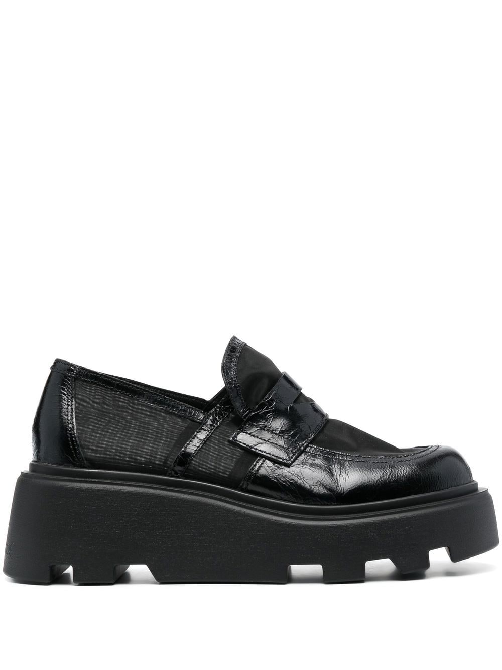 Premiata Panelled Leather Loafers In Black