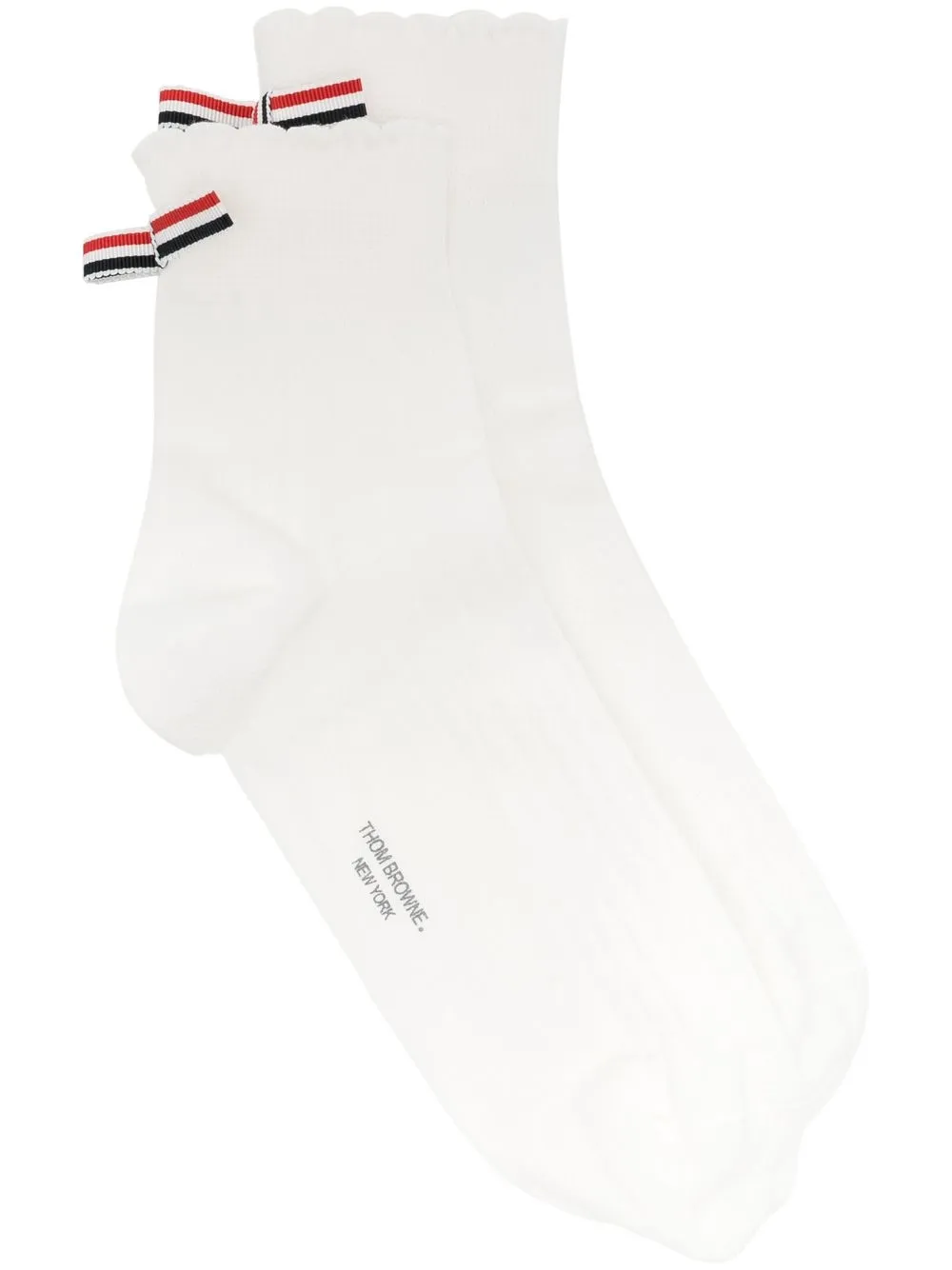 

Thom Browne stripe-tag scallop-edge socks - White