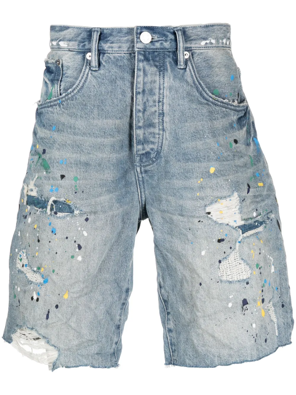 Purple Brand paintsplatter Denim Shorts Farfetch