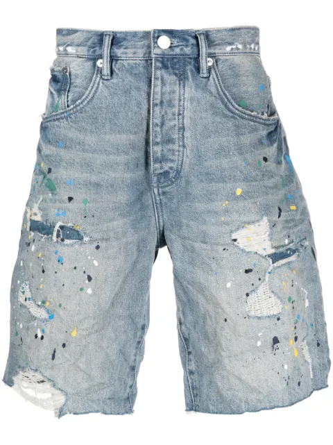 Purple Brand Jeans-Shorts mit Farbklecks-Print