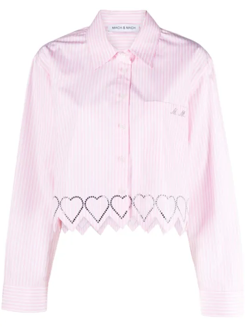 MACH & MACH embellished-heart stripe-print shirt