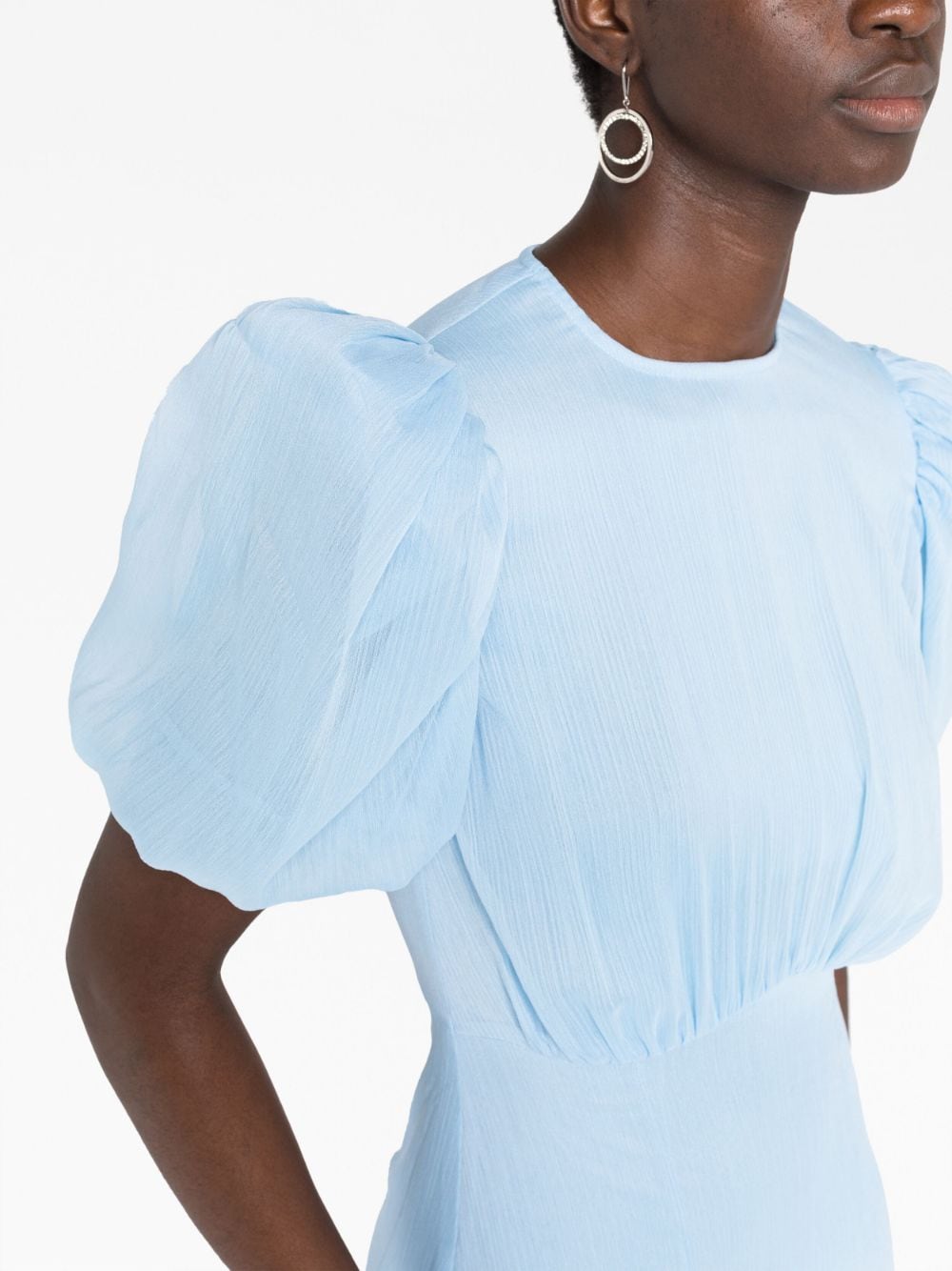 De La Vali Aqua Puff-sleeve Maxi Dress In Blue | ModeSens