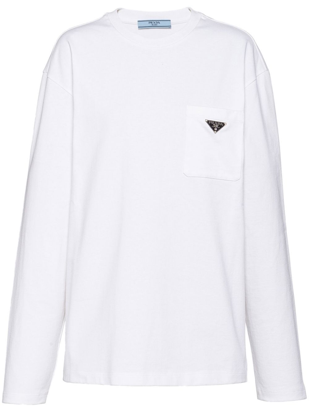 Shop Prada Triangle-logo Jersey T-shirt In White