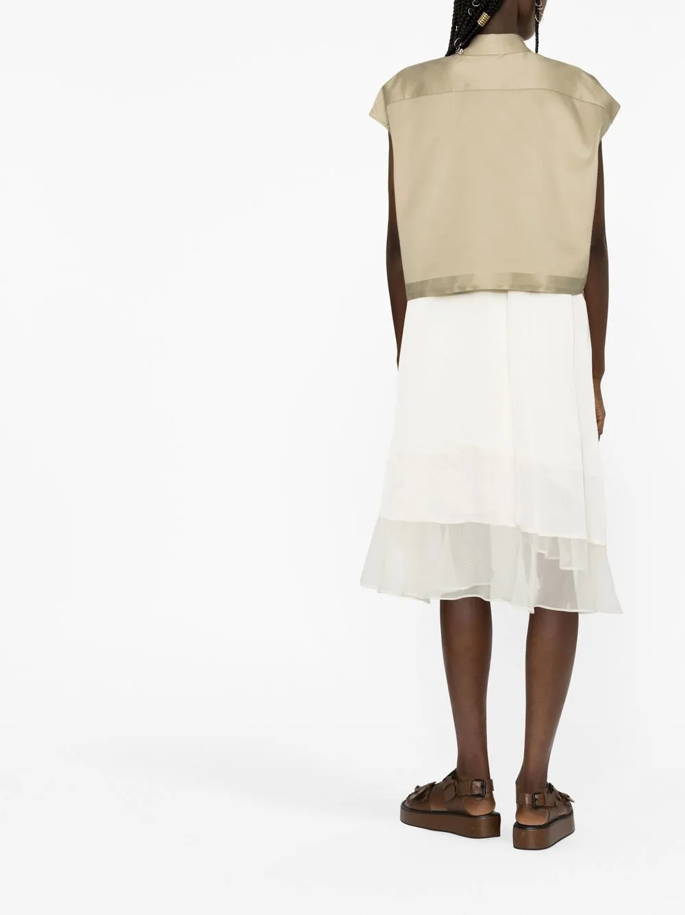 SACAI CROPPED SHORT-SLEEVED SHIRT JACKET