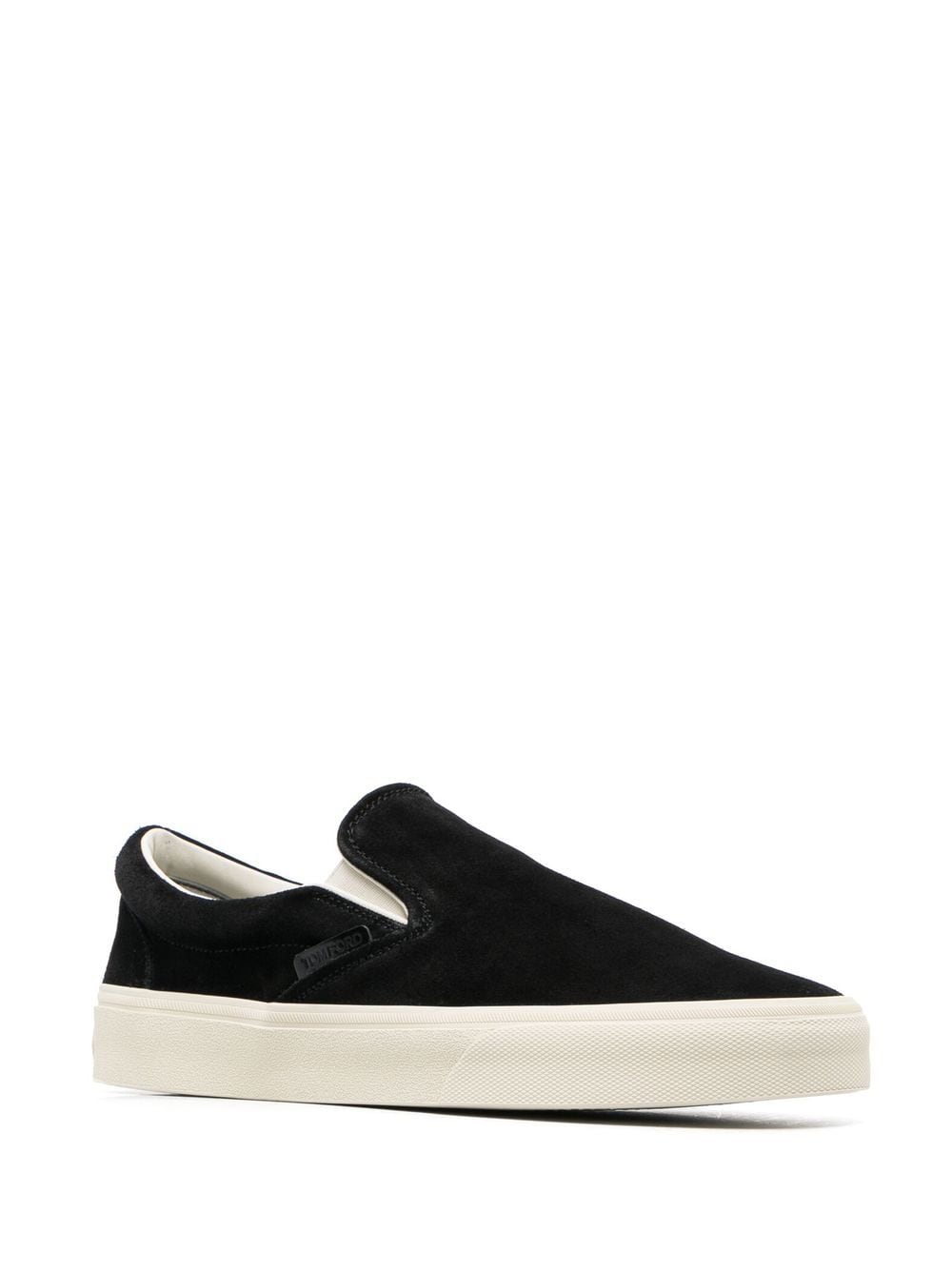 Shop Tom Ford Suede Slip-on Sneakers In 黑色