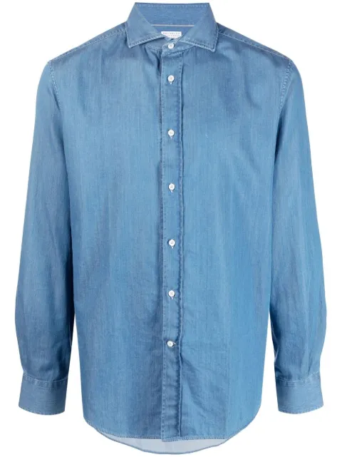 Brunello Cucinelli spread-collar denim shirt