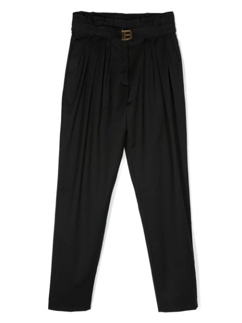 pleat-detail wool trousers