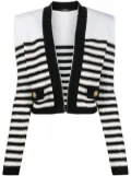 Balmain striped cropped jacket - White