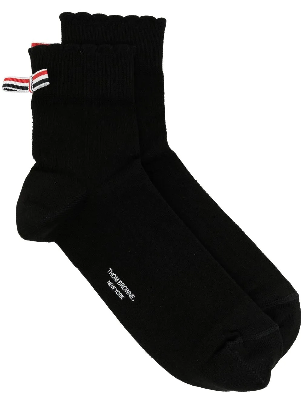 

Thom Browne stripe-tag scallop-edge socks - Black