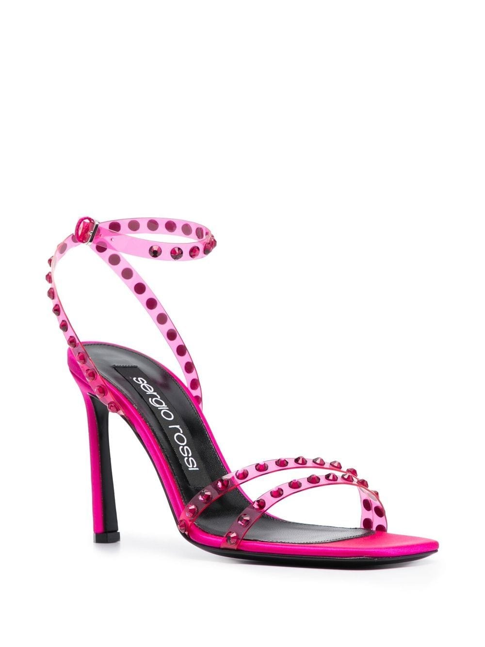 Shop Sergio Rossi Crystal-embellished Sandals In 粉色