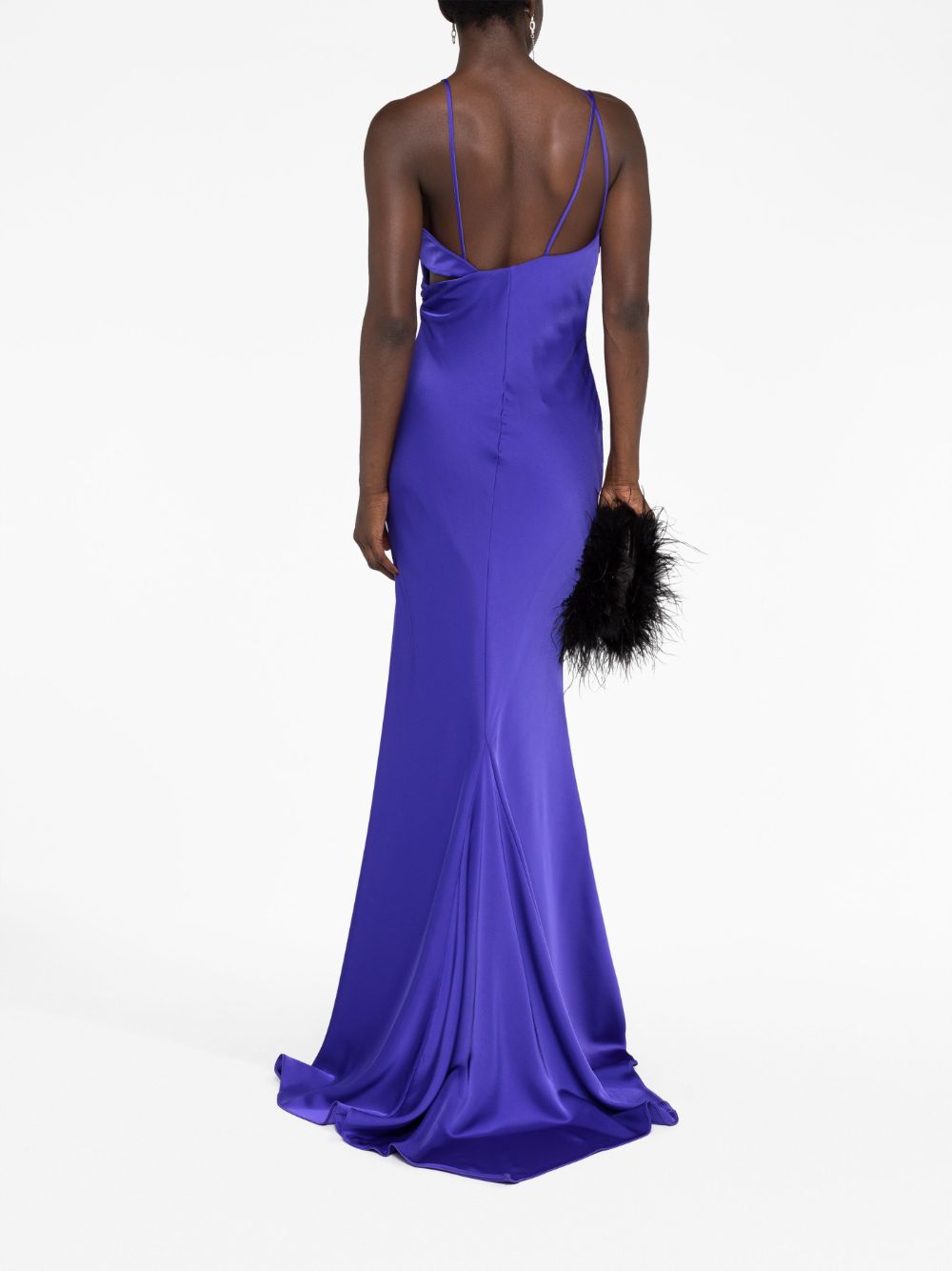 Shop Attico Melva Asymmetric Sleeveless Gown In Purple