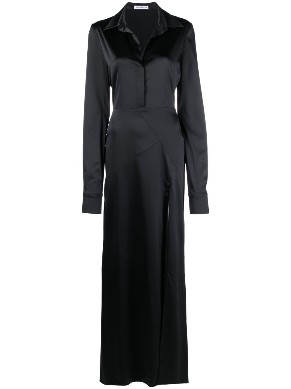 mach & mach robe-chemise longue karma flower - noir