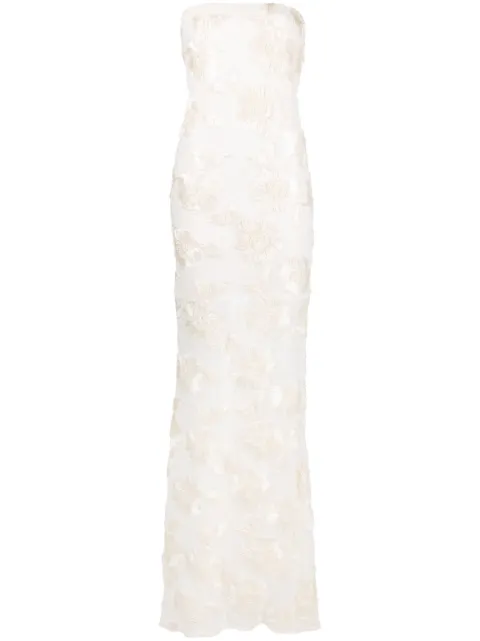 ROTATE Egret floral-embroidered bridal gown
