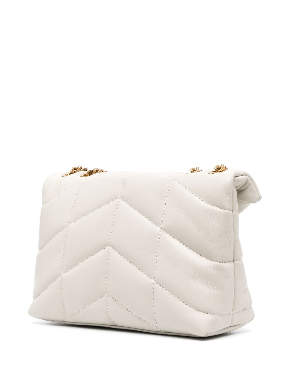 Shop Saint Laurent Small Puffer Shoulder Bag In Neutrals