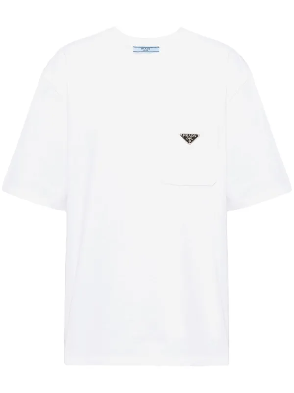 Prada triangle-logo Cotton T-shirt - Farfetch