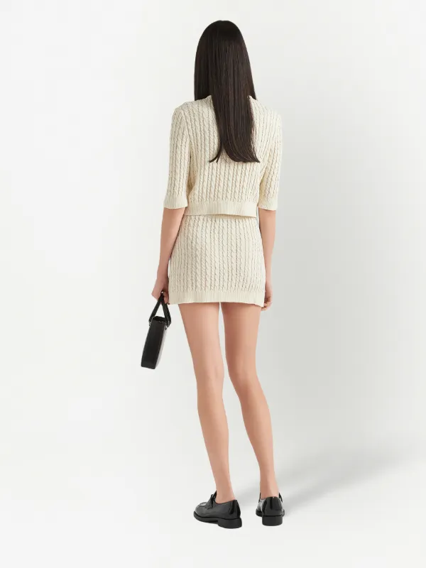 PRADA ニットスカート Prada ケーブルニット ミニスカート | ニュートラル | FARFETCH JP
