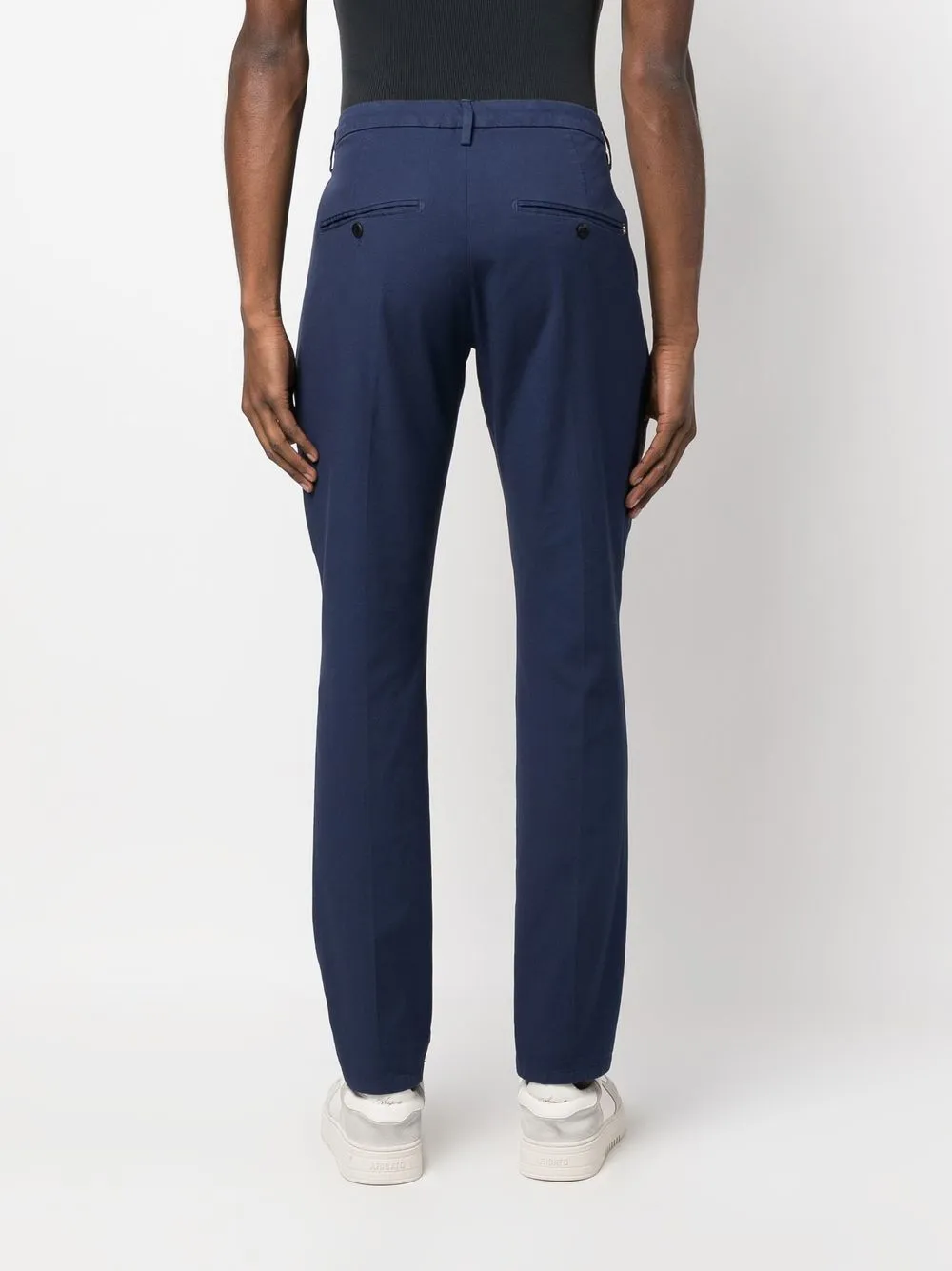 Shop Dondup Tapered-leg Cotton Trousers In Blue