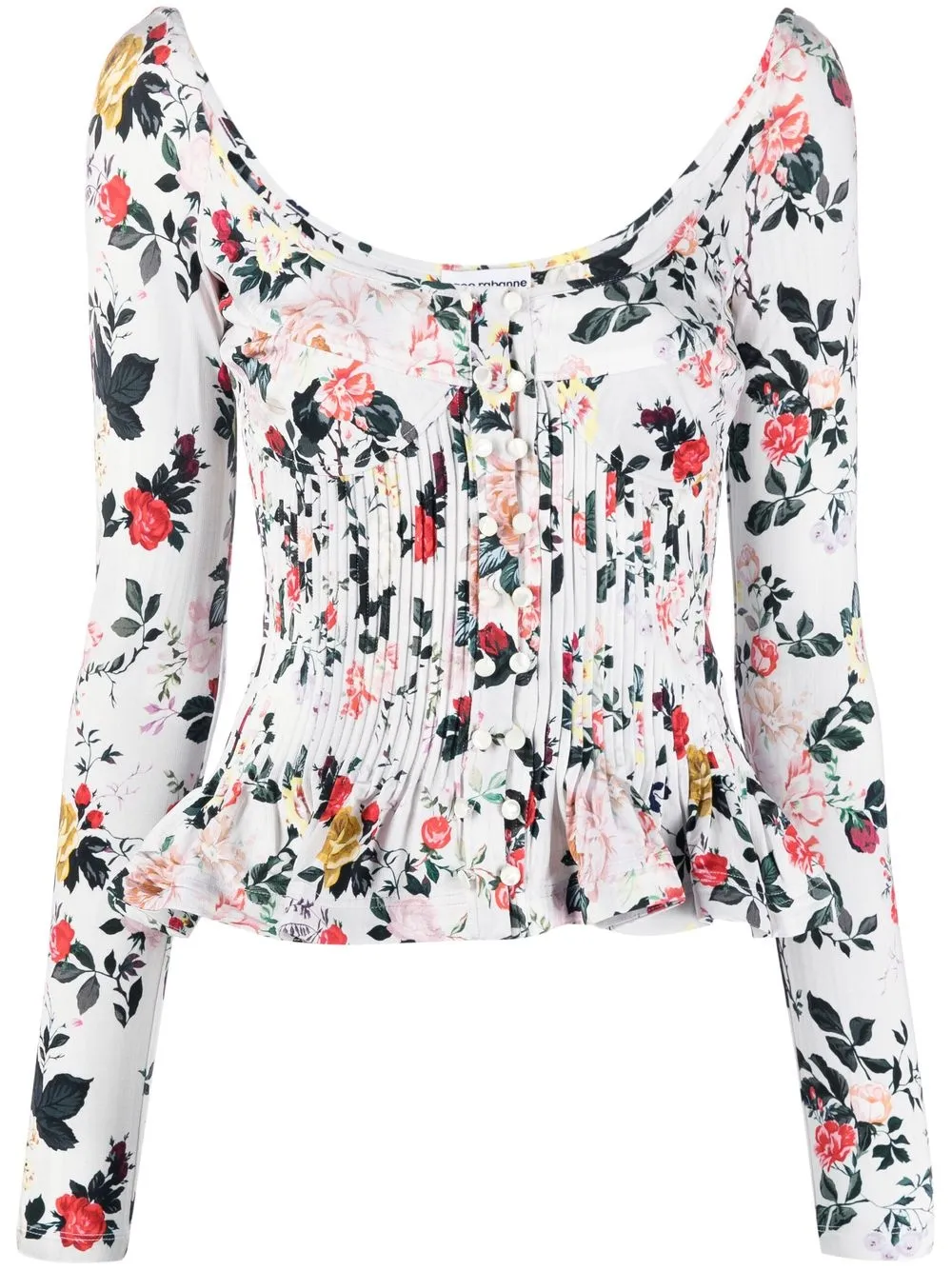 Rabanne Floral-print Corset-style Blouse In Multicolor