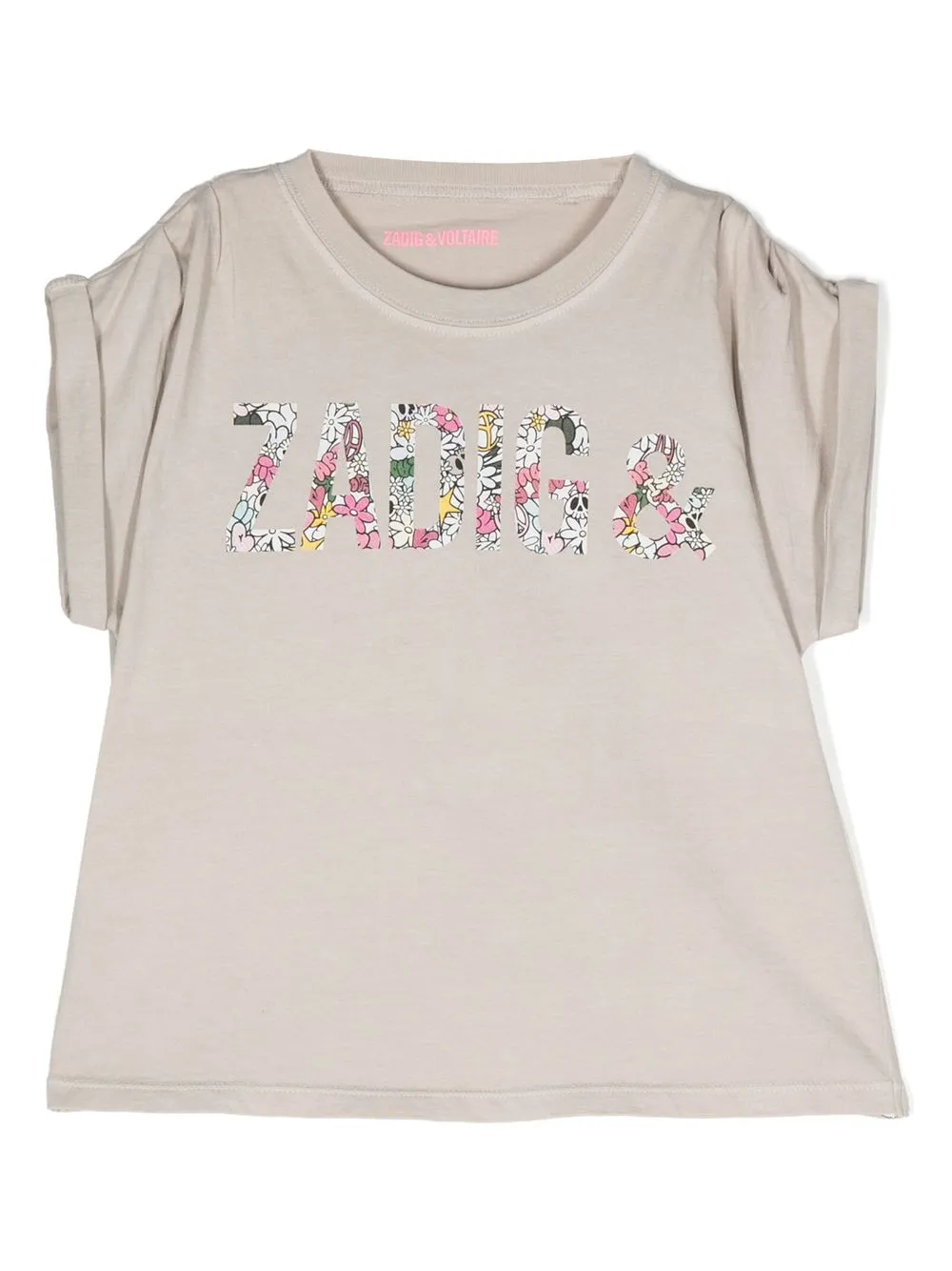 

Zadig & Voltaire Kids playera manga larga con logo estampado - Gris